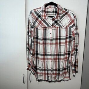 WOMEN'S COMO VINTAGE PLAID TUNIC TOP SIZE MEDIUM